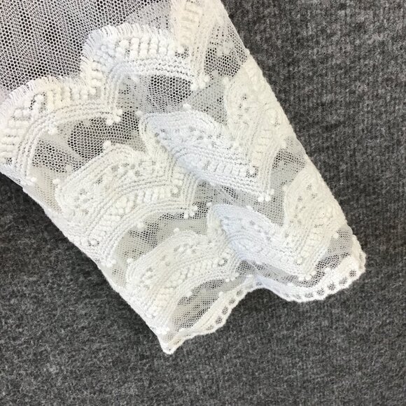 Rabbit Rabbit Rabbit Elbow Sleeve Ivory Lace Shrug Jacket Top Sz L - Picture 8 of 9